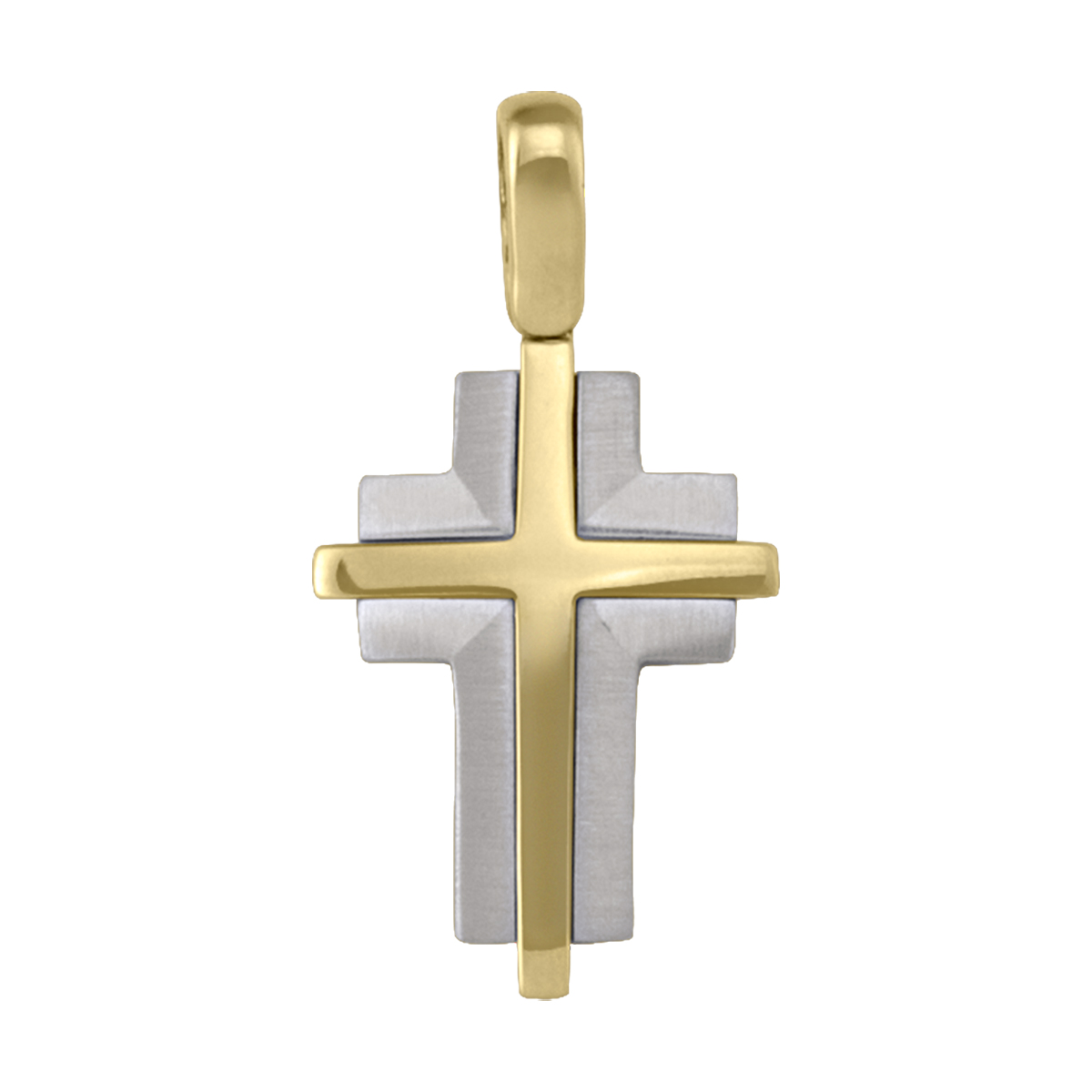 Yellow And White Gold Cross - 14K