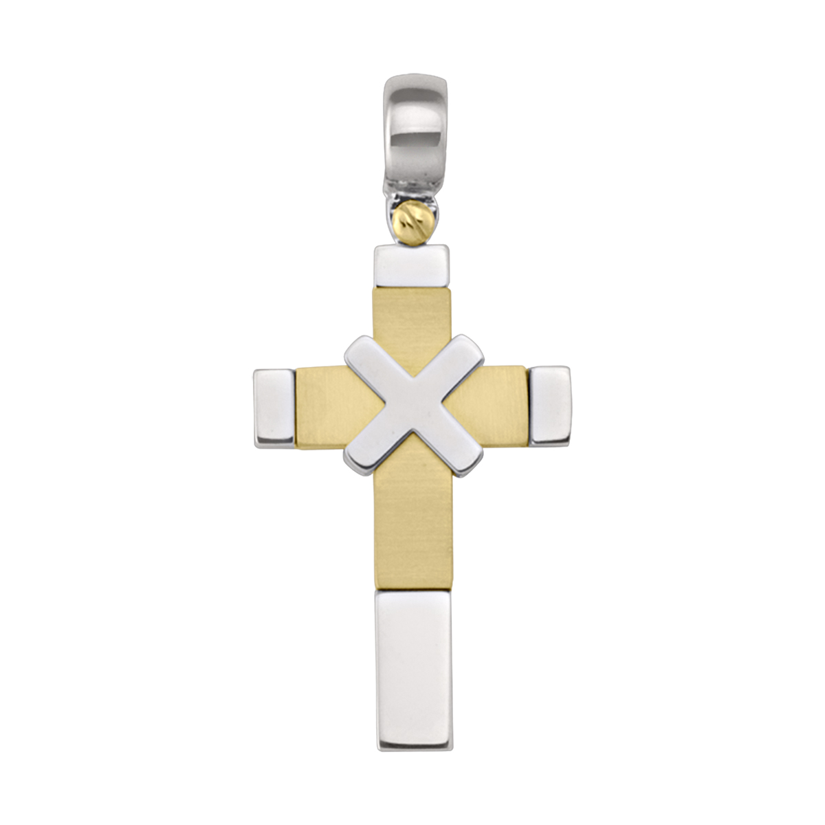 Yellow And White Gold Cross - 14K