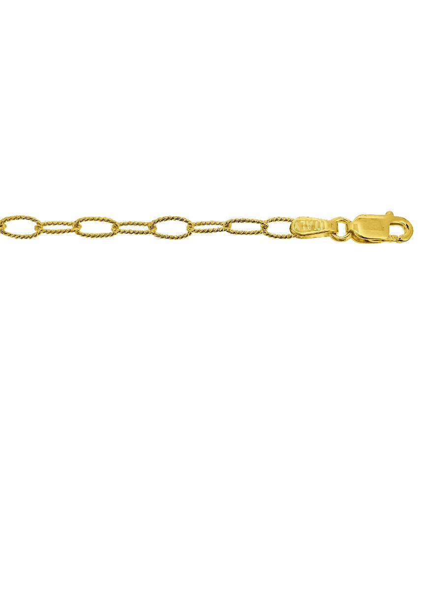 N145 Solid Textured Oval Link Necklace - 16" - 14k