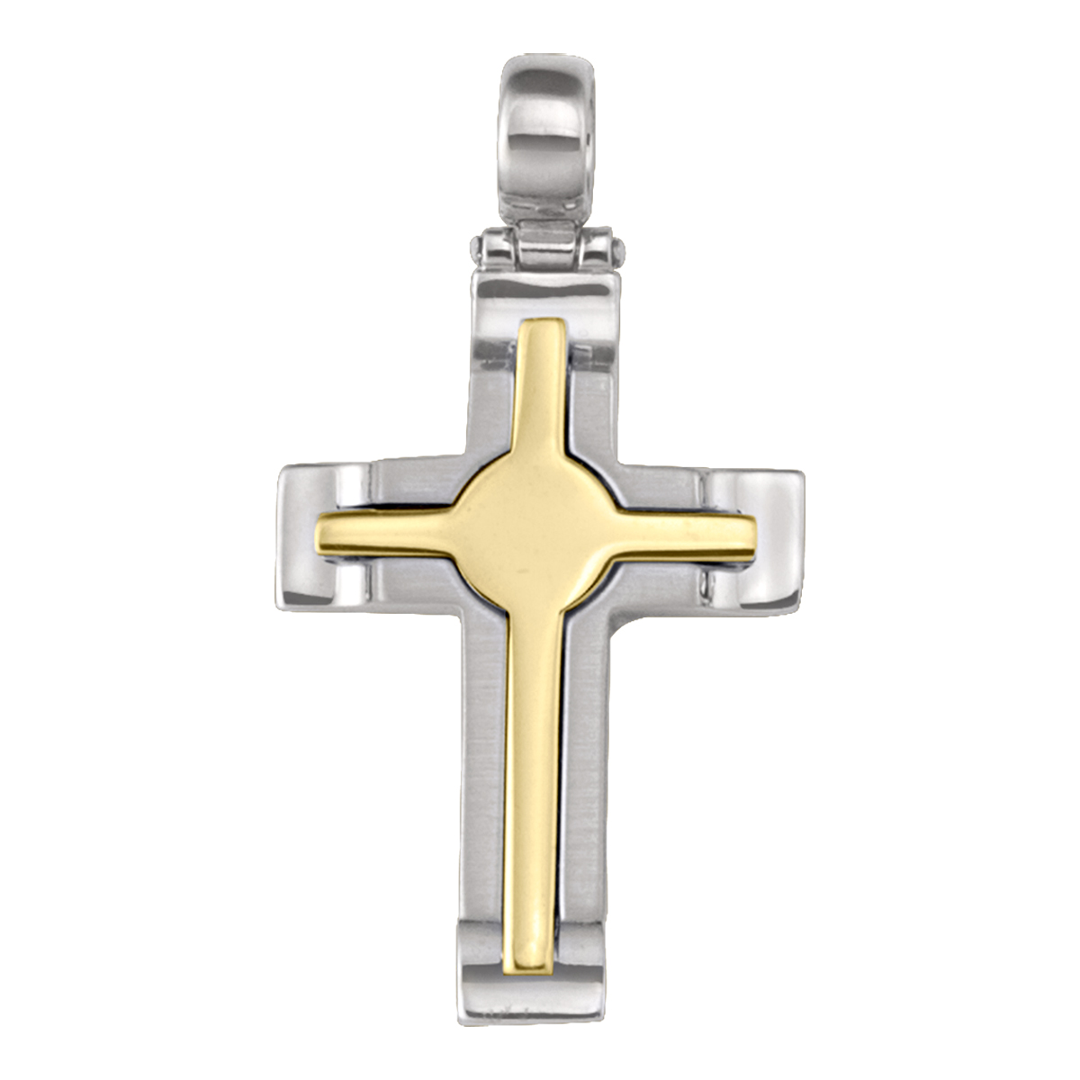 Yellow And White Gold Cross - 14K