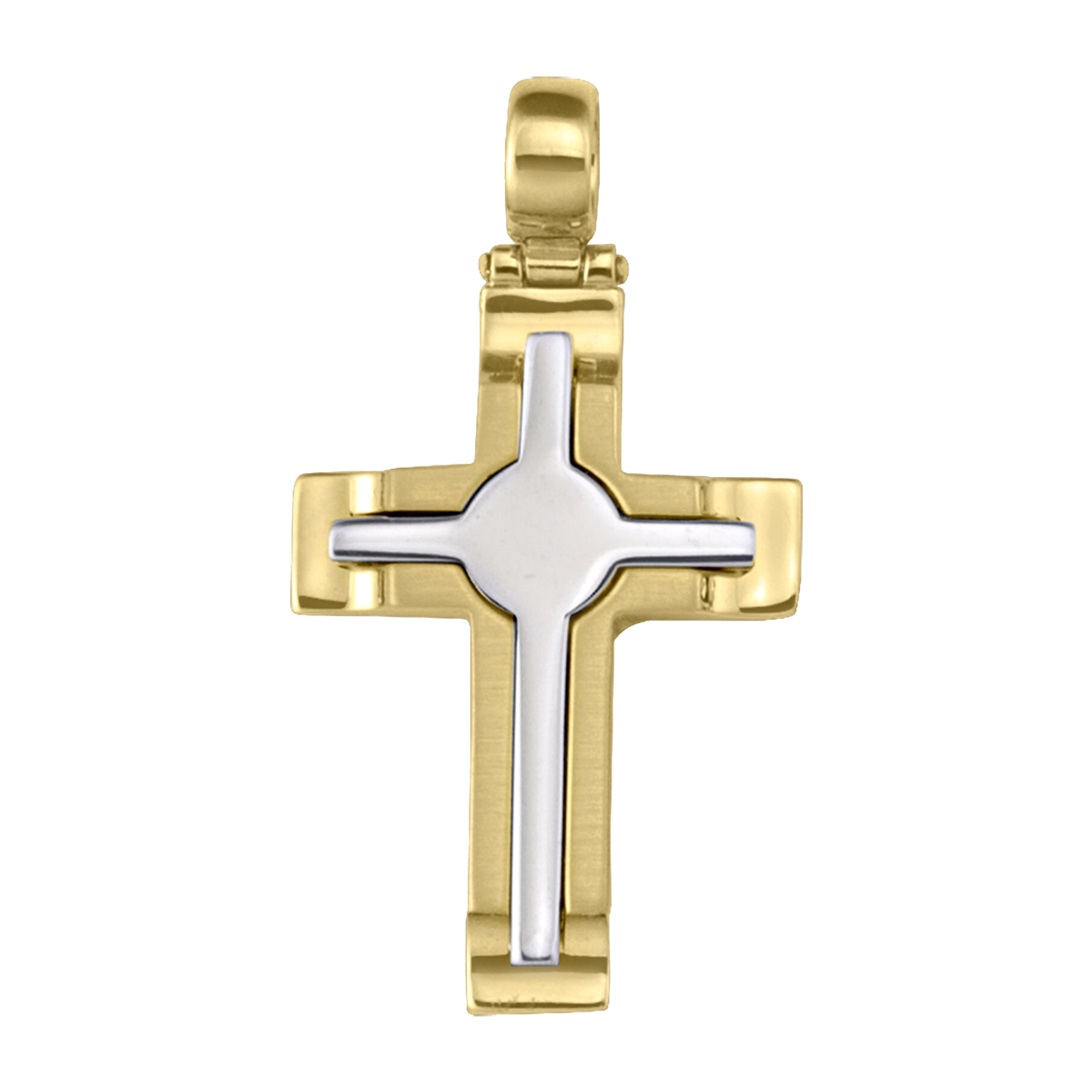 Yellow And White Gold Cross - 14K