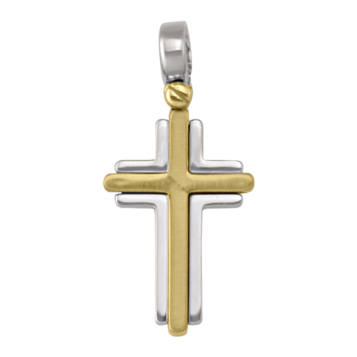 Yellow And White Gold Cross - 18K