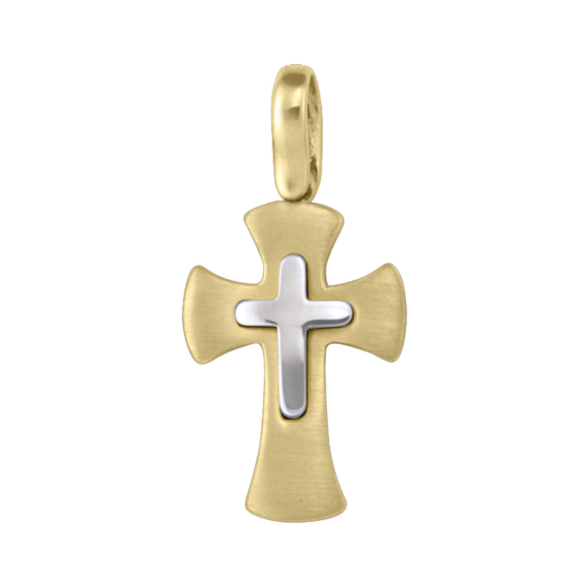 Yellow And White Gold Cross - 14K