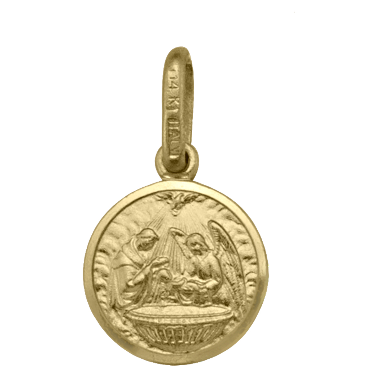 Yellow Gold Solid Baptism Medal - 10K