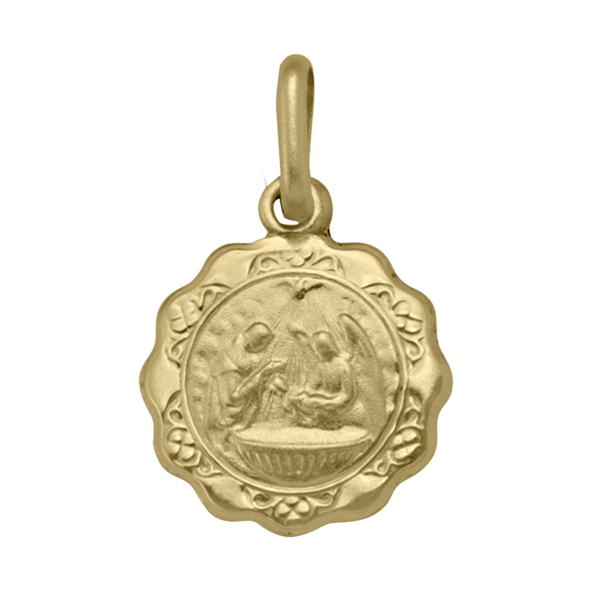 Yellow Gold Hollow Baptism Medal - 10K