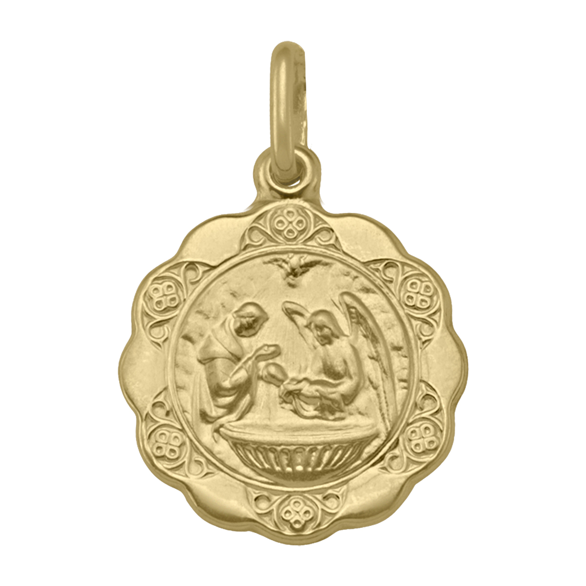 Yellow Gold Hollow Baptism Medal