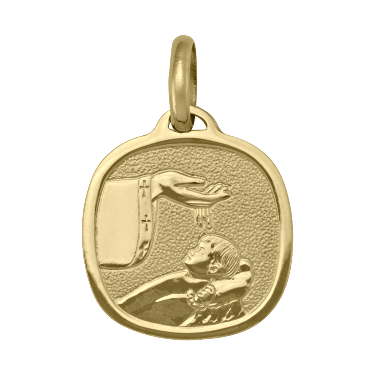 Yellow Gold Solid Baptism Medal - 10K
