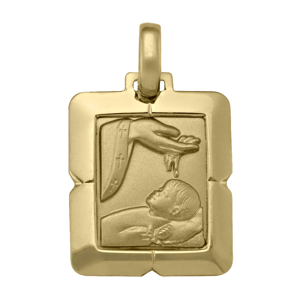 Yellow Gold Solid Baptism Medal - 10K