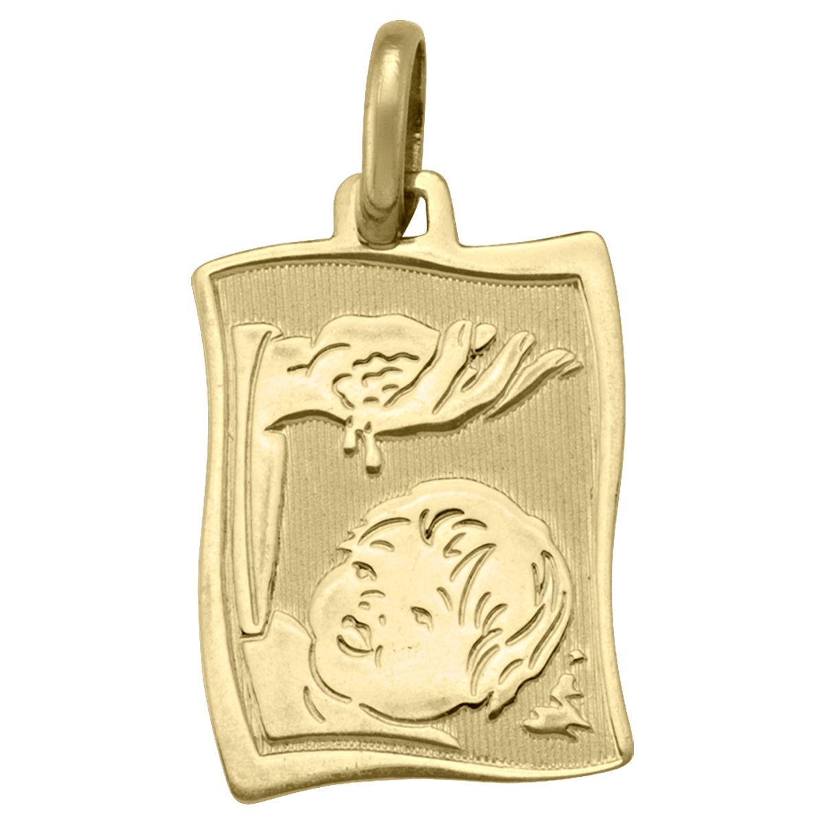 Yellow Gold Solid Baptism Medal - 10K