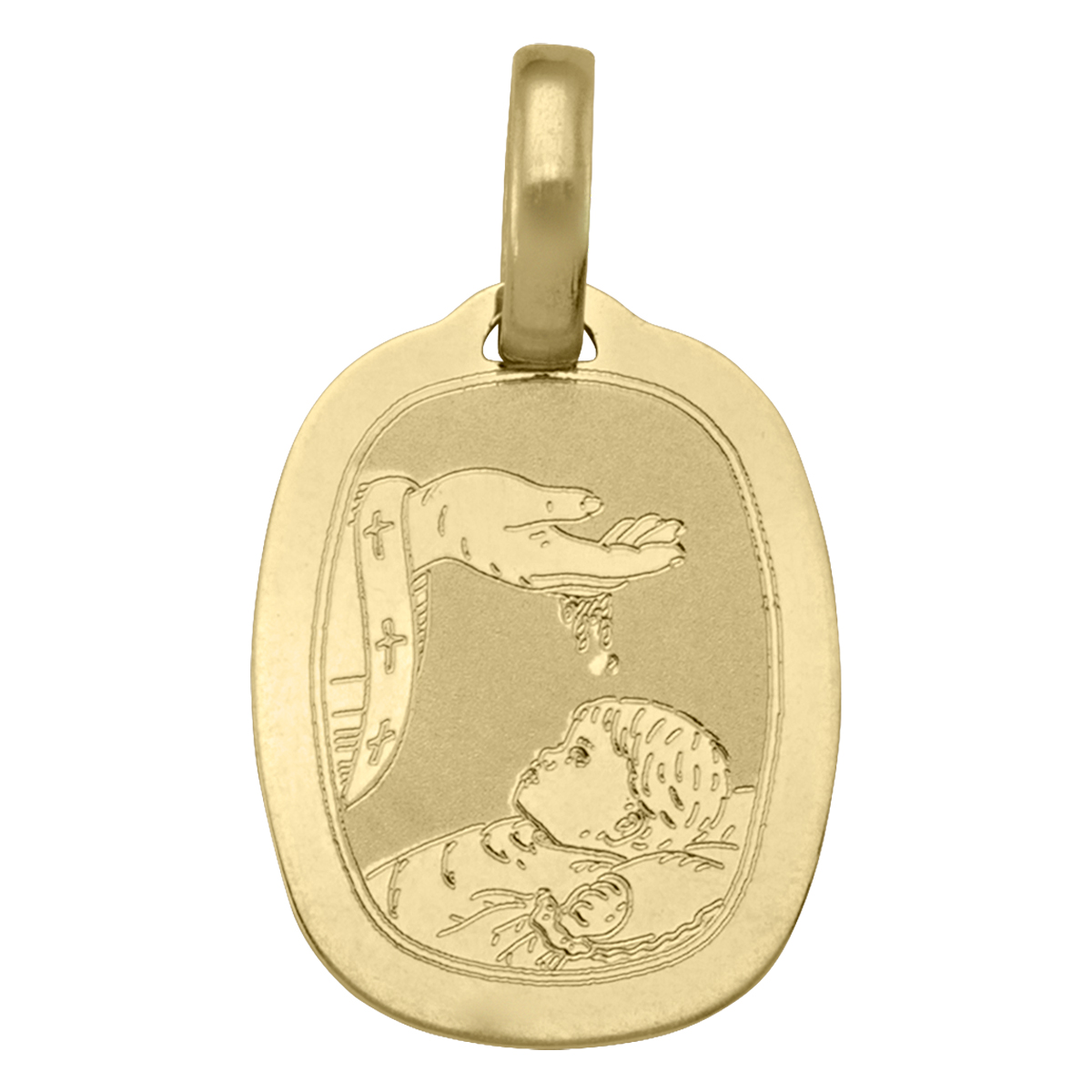 Yellow Gold Solid Baptism Medal - 10K