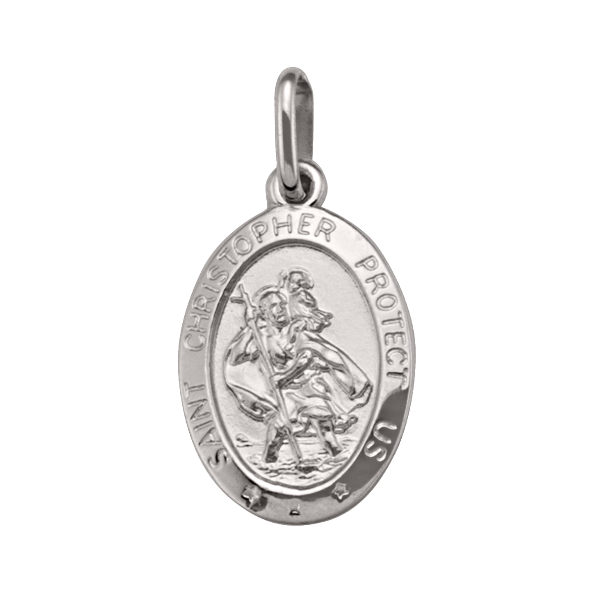 White Gold Solid St. Christopher Medal