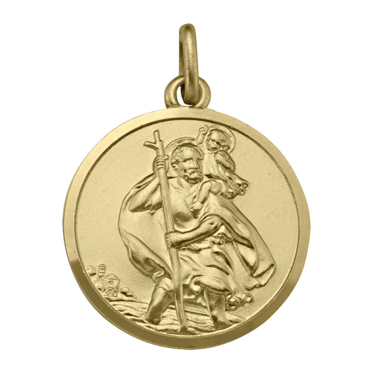 Yellow Gold Solid St. Christopher Medal - 10K