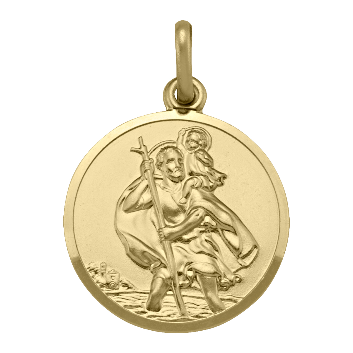 Yellow Gold Solid St. Christopher Medal - 10K