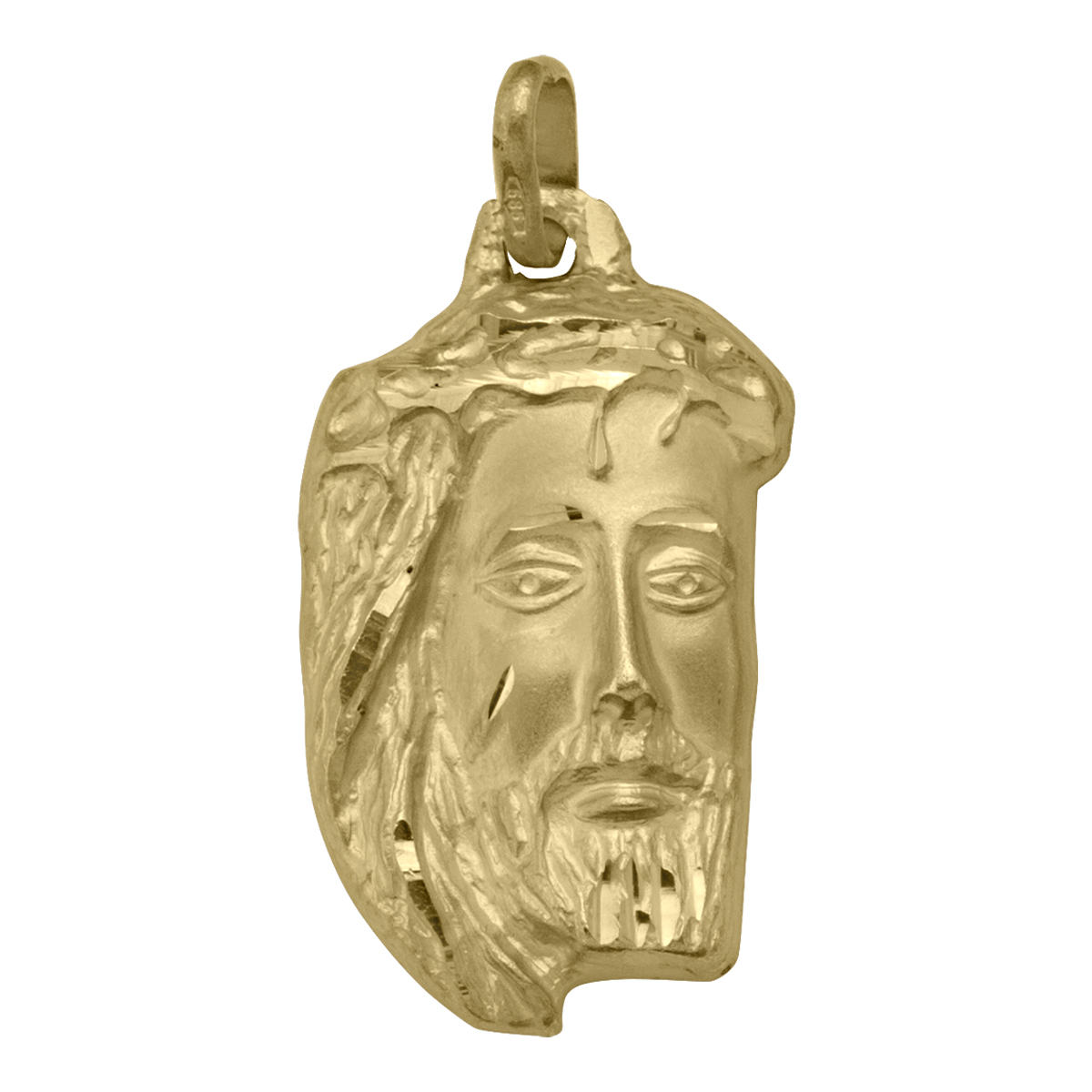 Yellow Gold Solid Jesus Medal - 14K