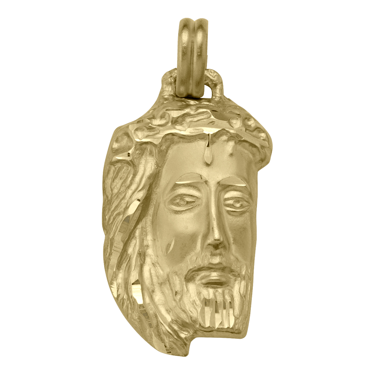 Yellow Gold Solid Jesus Medal - 14K