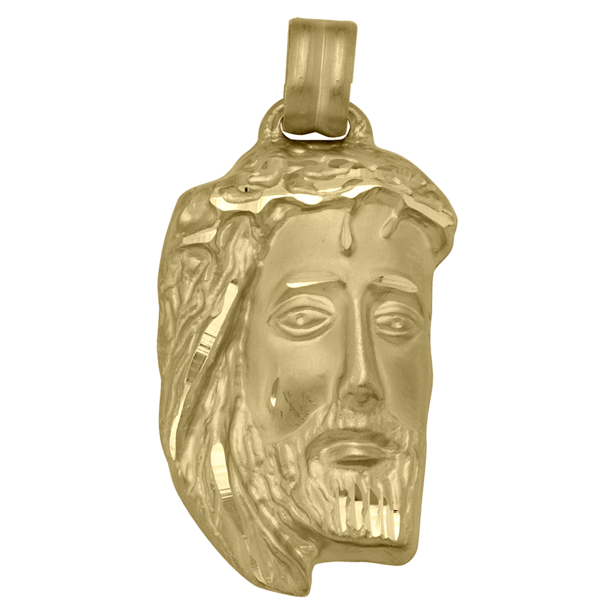 Yellow Gold Solid Jesus Medal - 14K