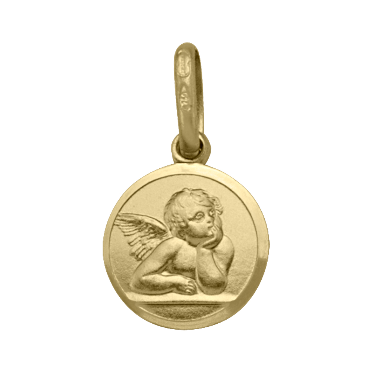 Yellow Gold Solid Angel Medal - 14K