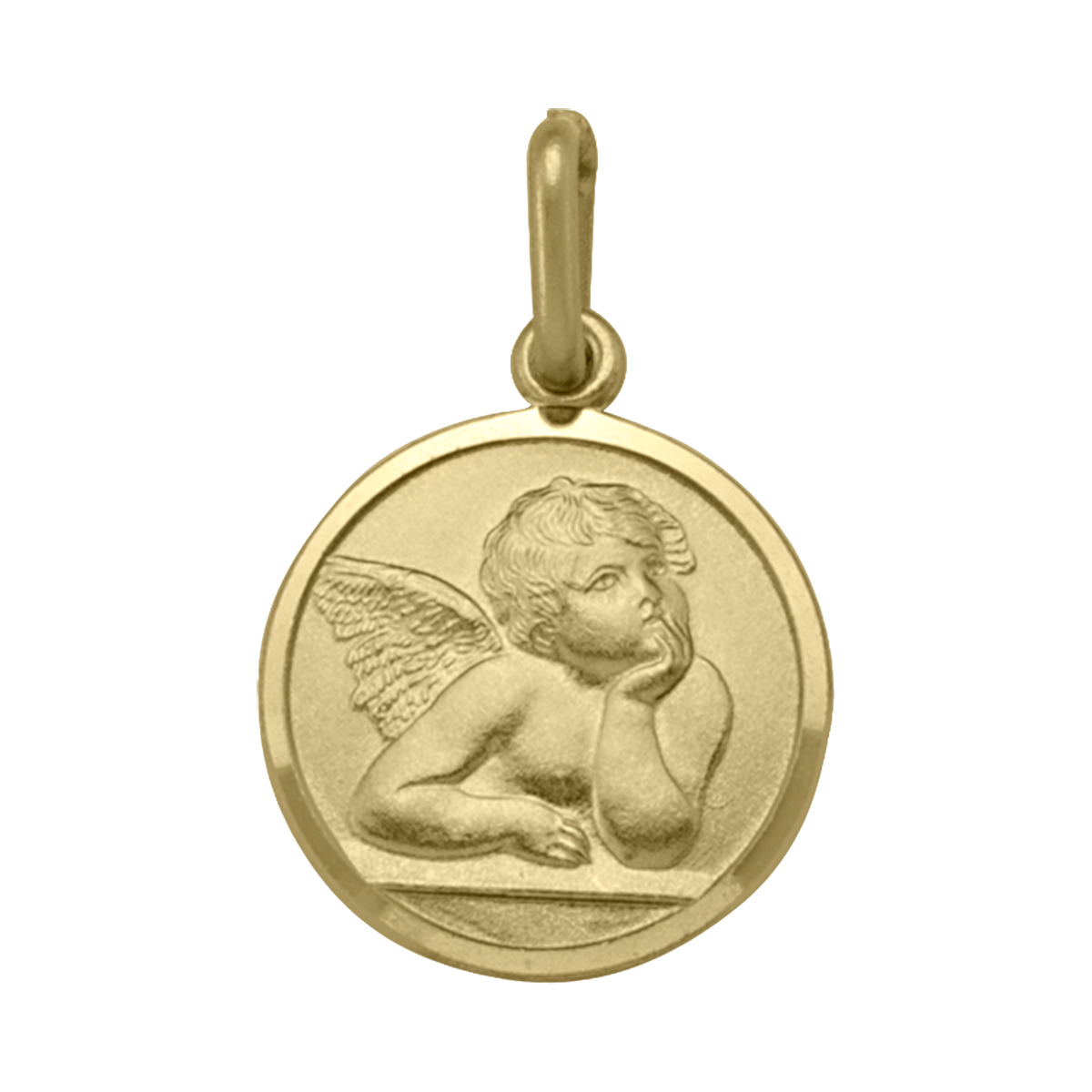 Yellow Gold Solid Angel Medal - 10K