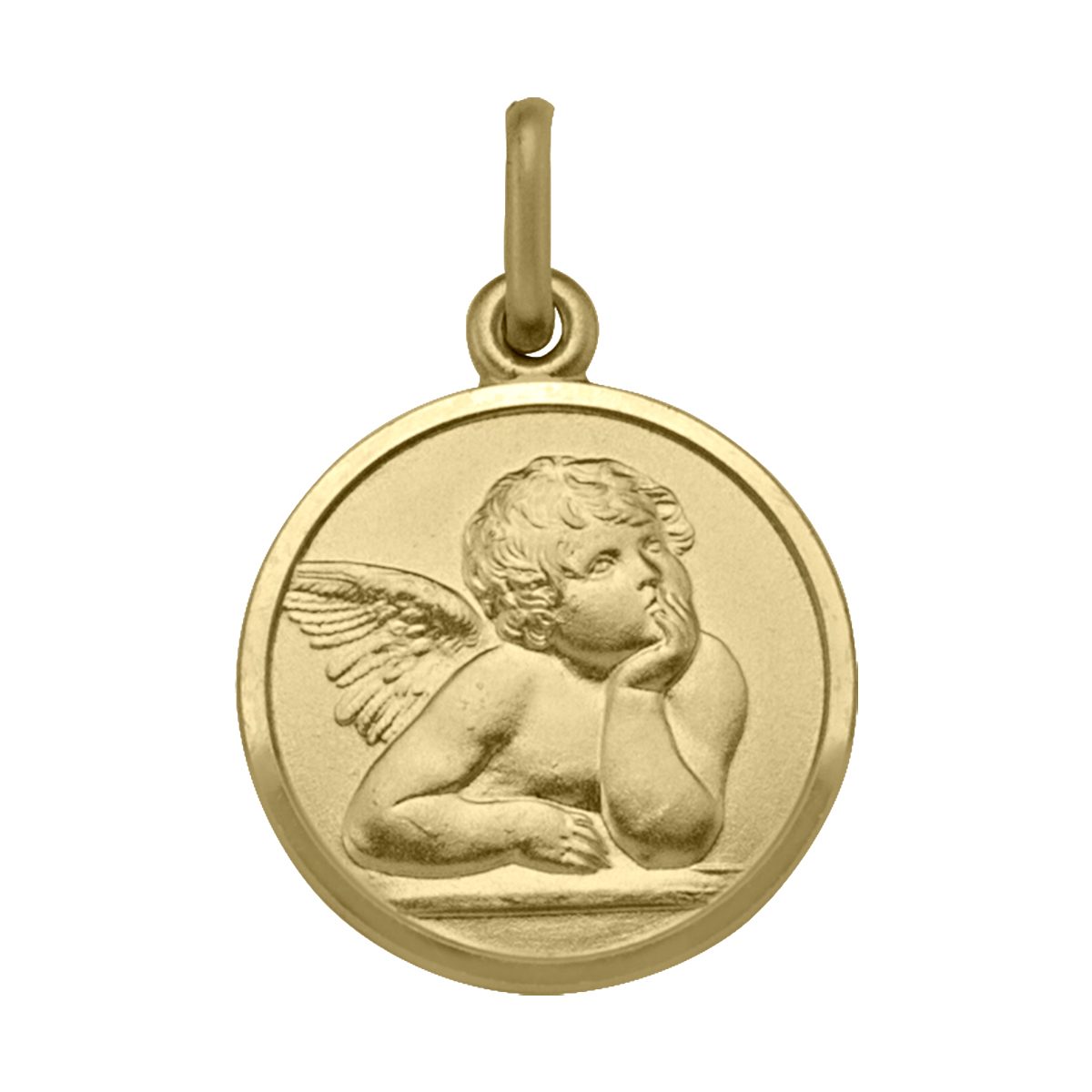Yellow Gold Solid Angel Medal - 10K