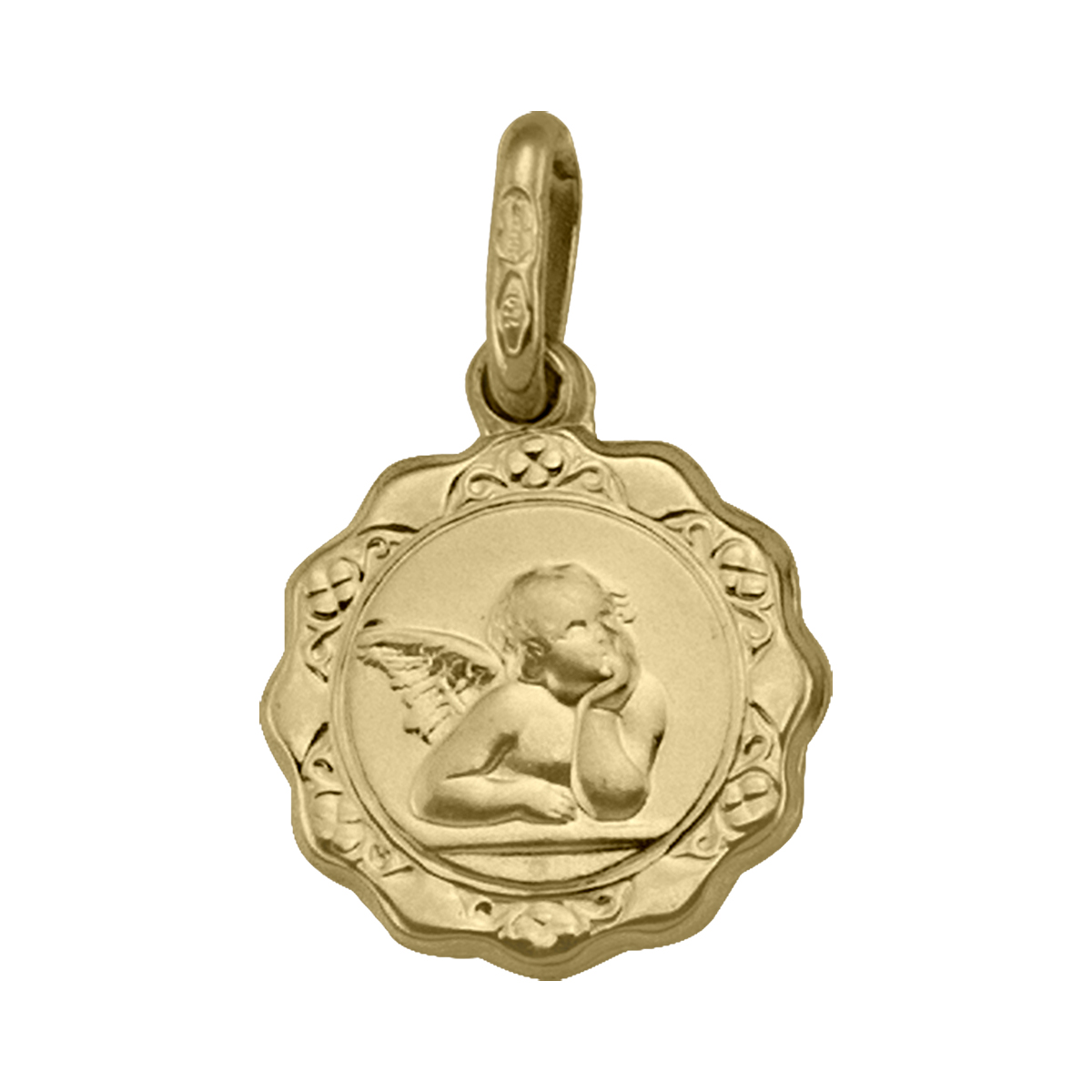 Yellow Gold Hollow Angel Medal - 10K