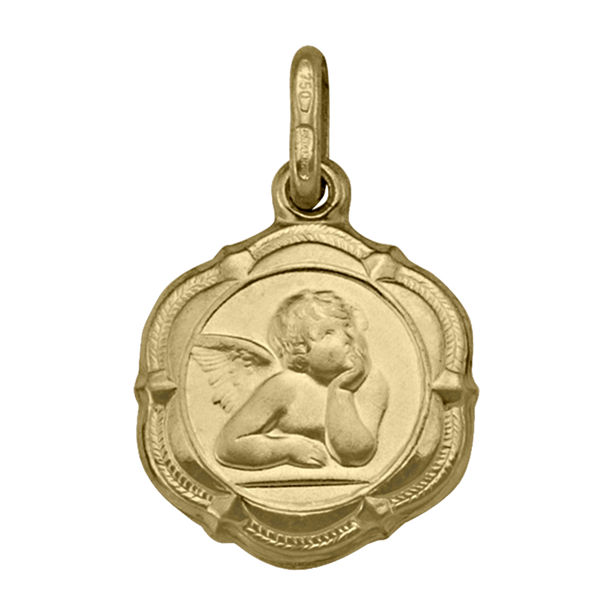 Yellow Gold Hollow Angel Medal - 10K