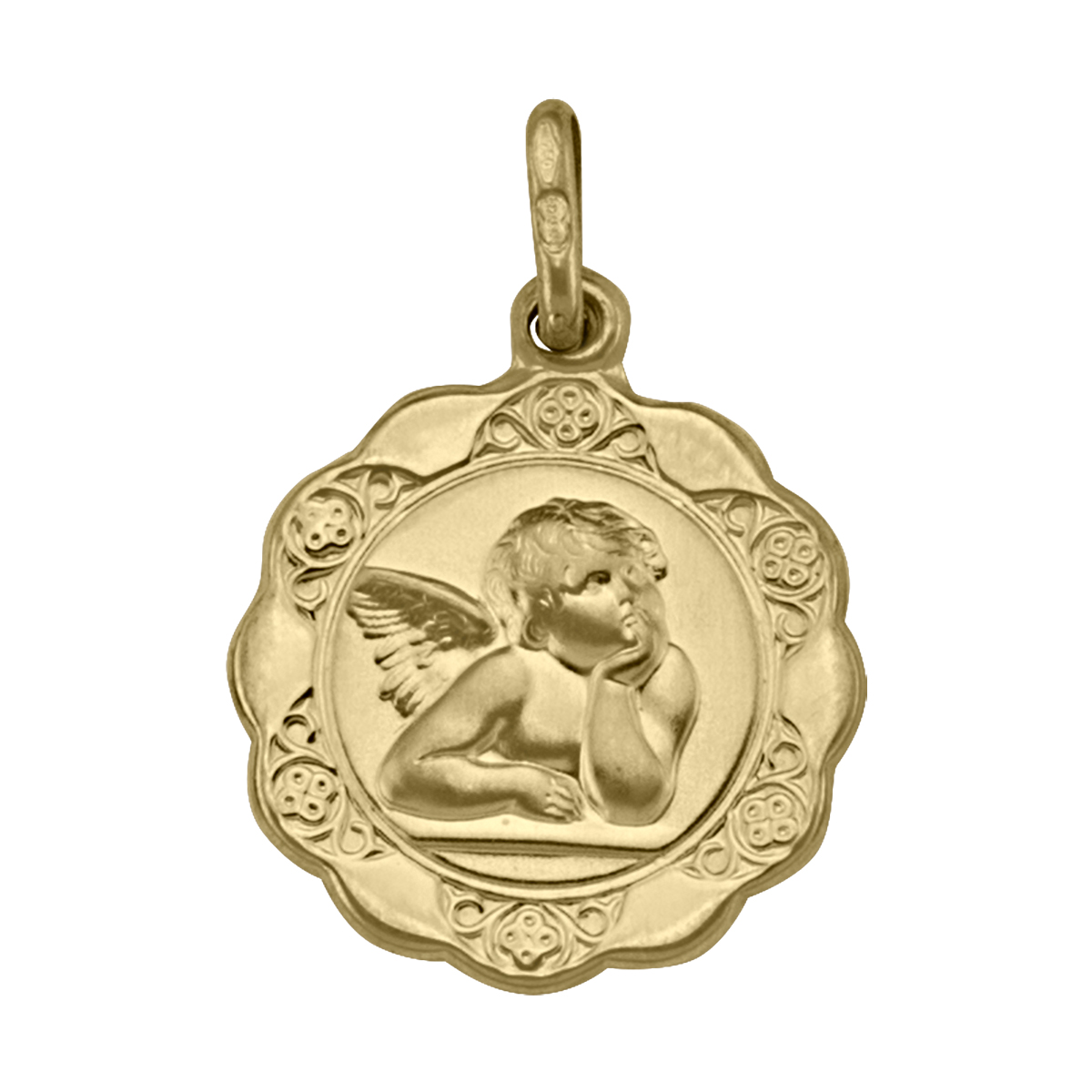 Yellow Gold Hollow Angel Medal - 18K