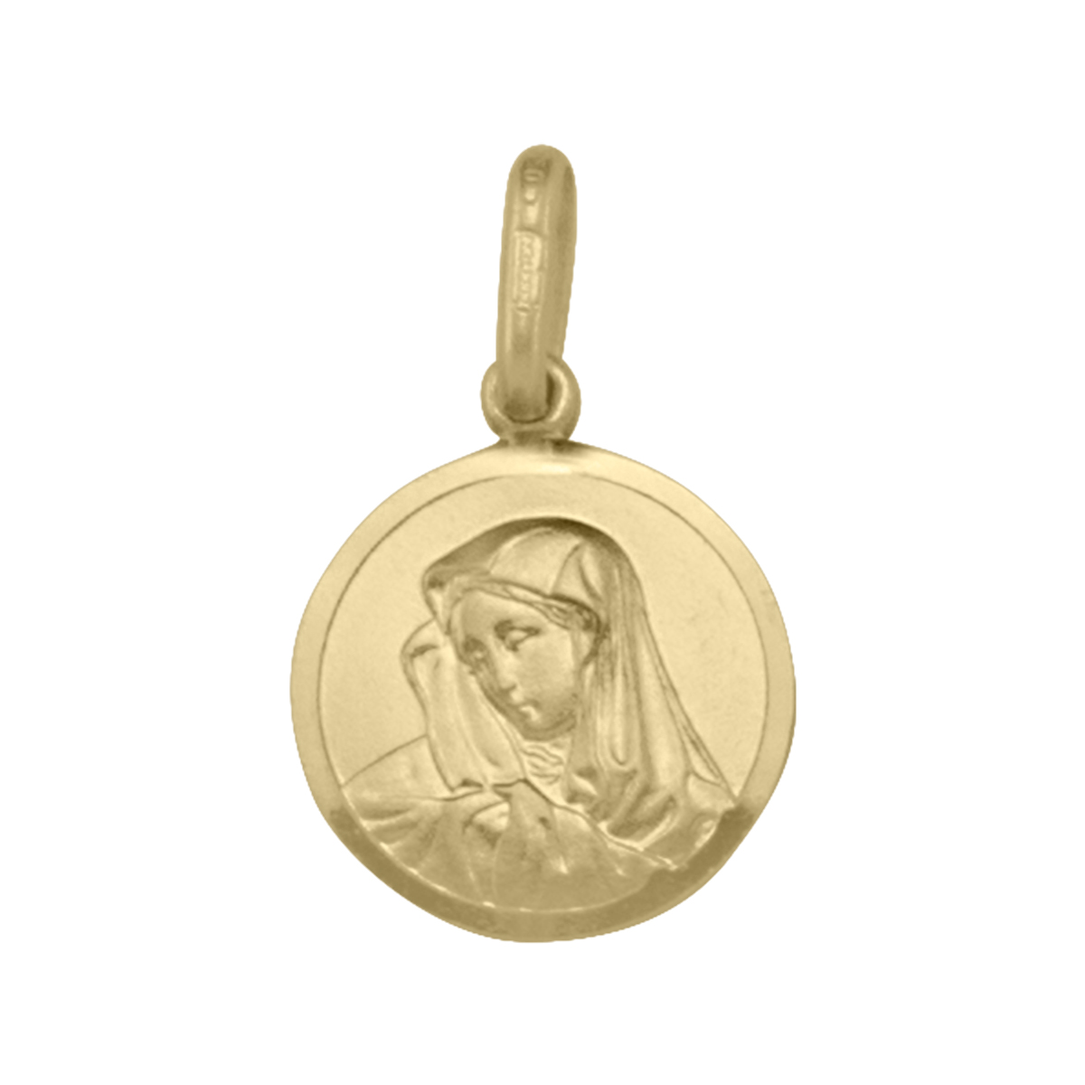 Yellow Gold Solid Madonna Medal - 10K