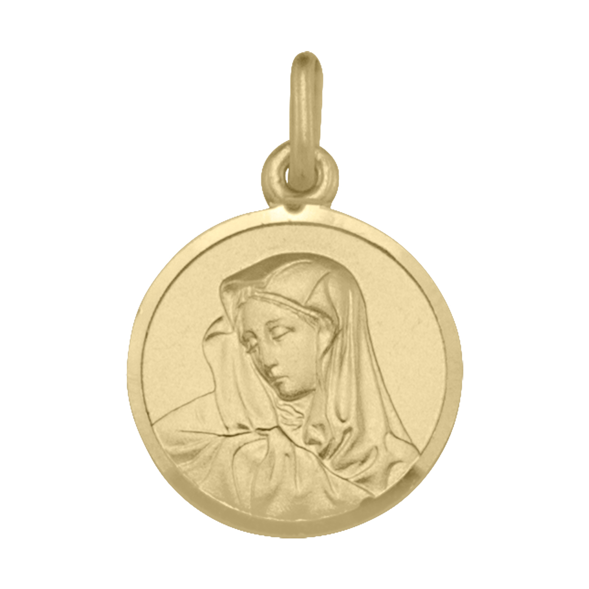 Yellow Gold Solid Madonna Medal - 14K