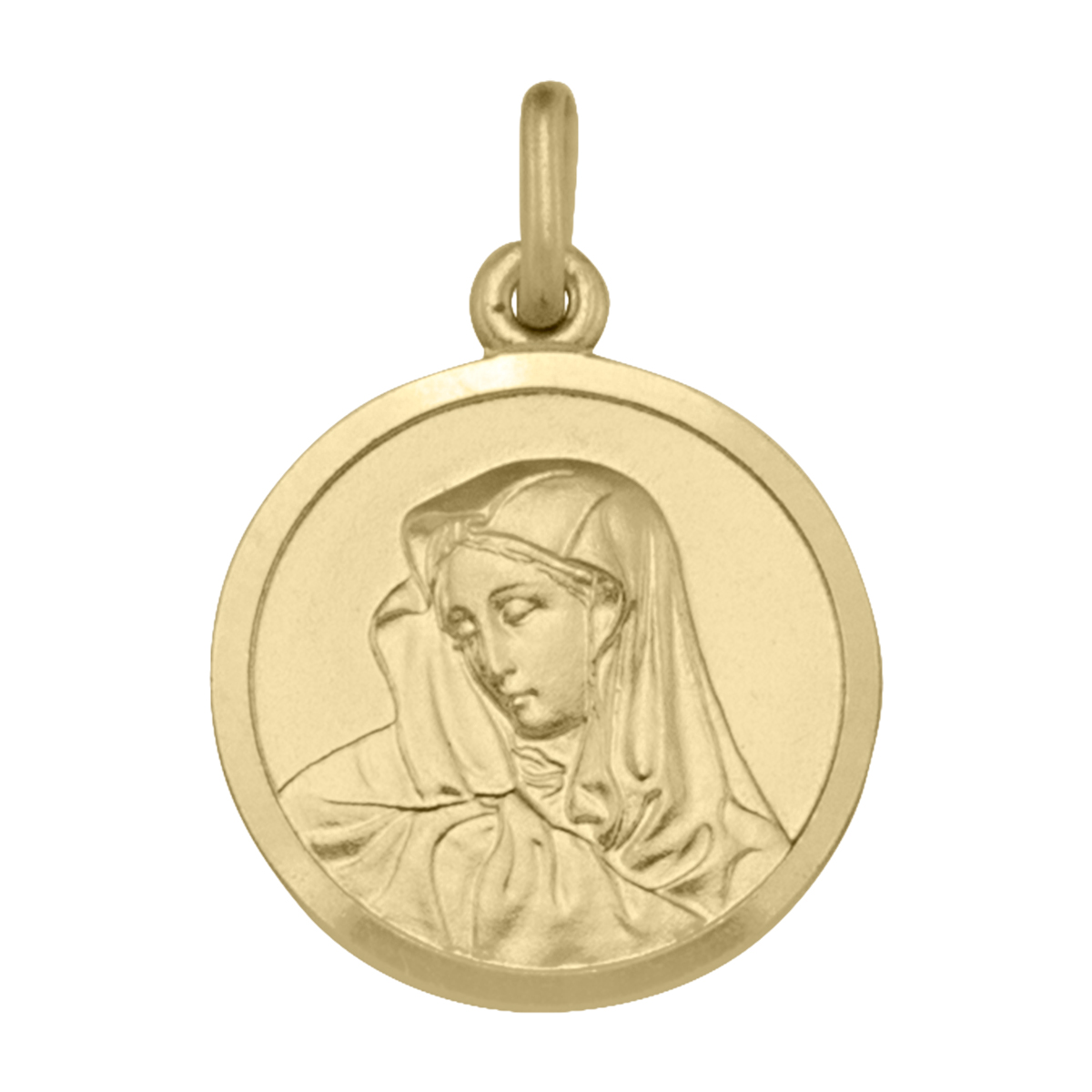 Yellow Gold Solid Madonna Medal - 10K
