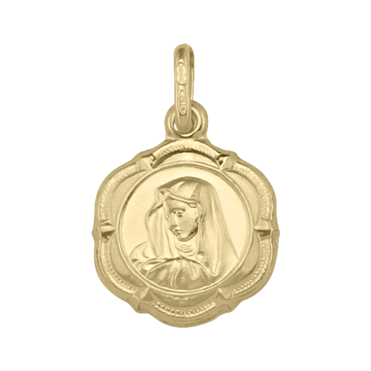 Yellow Gold Hollow Madonna Medal - 14K