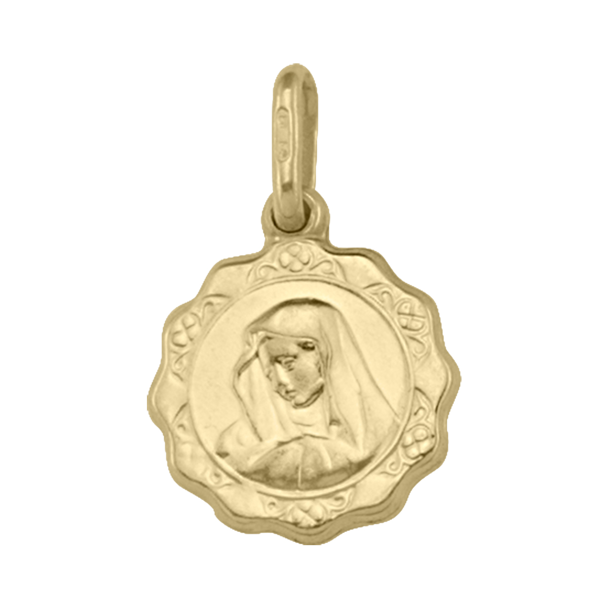 Yellow Gold Hollow Madonna Medal - 18K