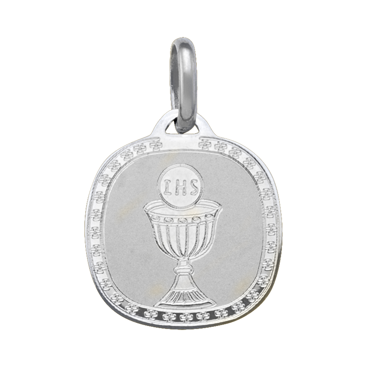 N1810W- White Gold Solid Communion Medal