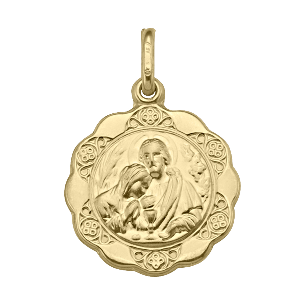 Yellow Gold Hollow Communion Medal - 18K