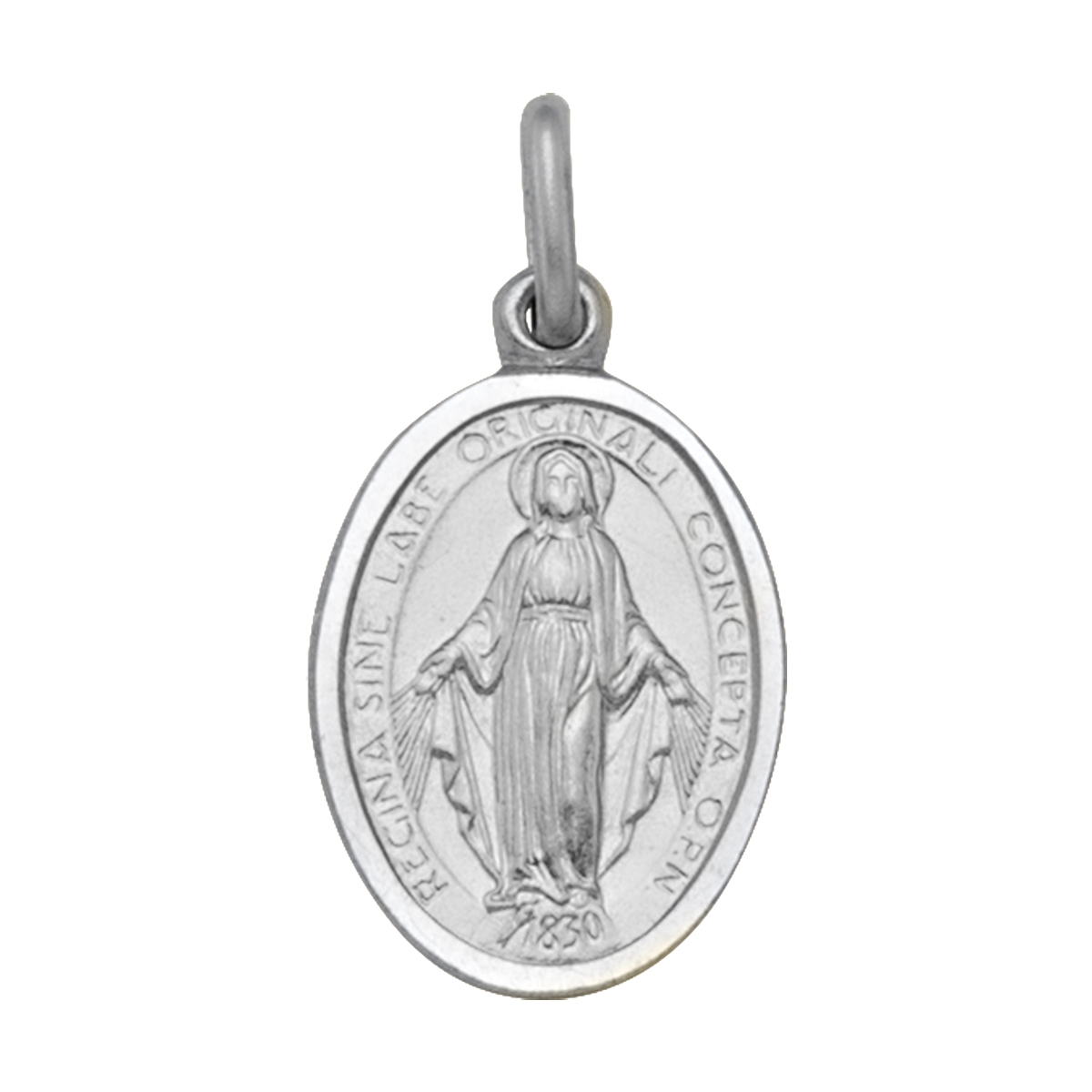 N1825W White Gold Solid Miraculous Medal