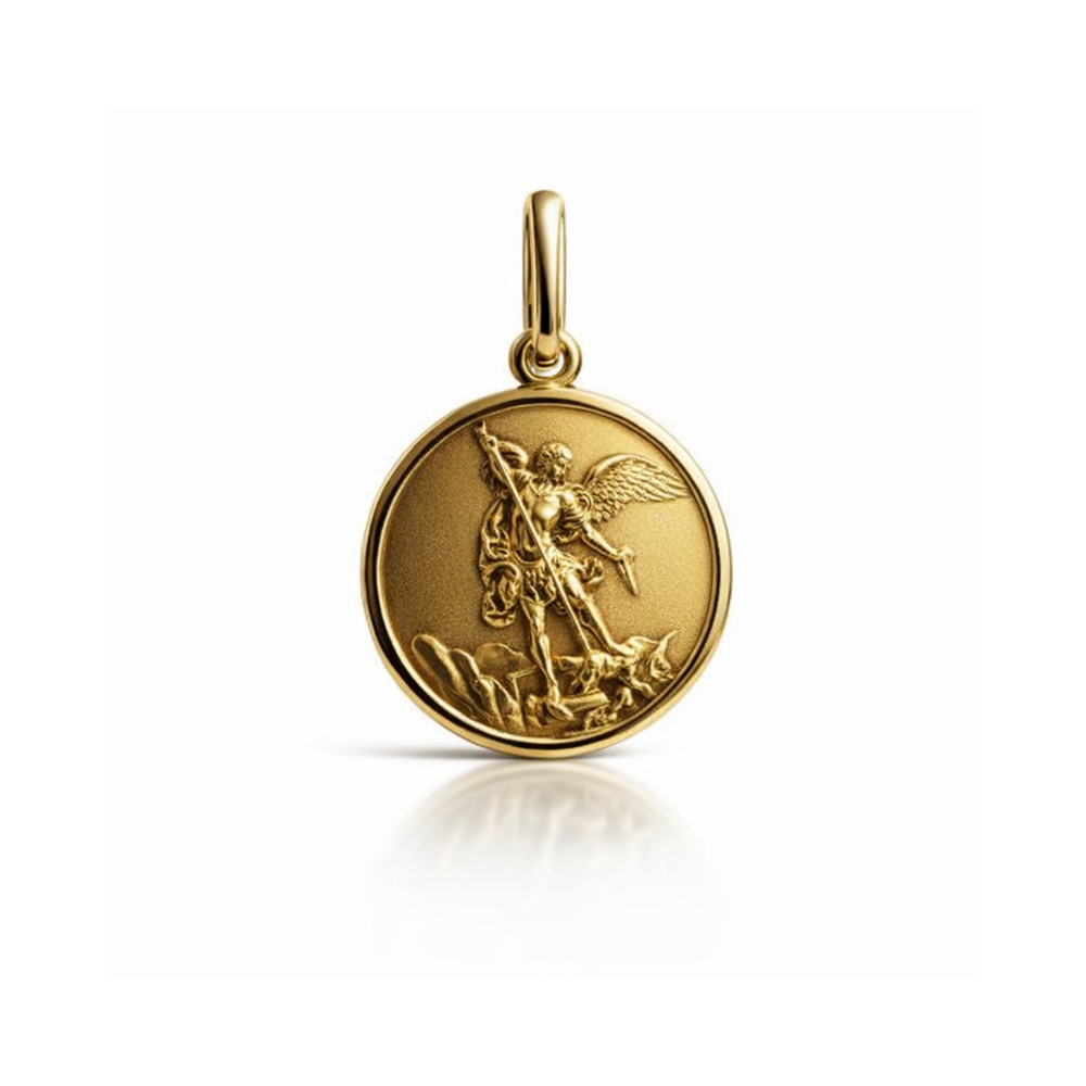 N1934 10K Yellow Gold St. Michael Medal (16Mm)