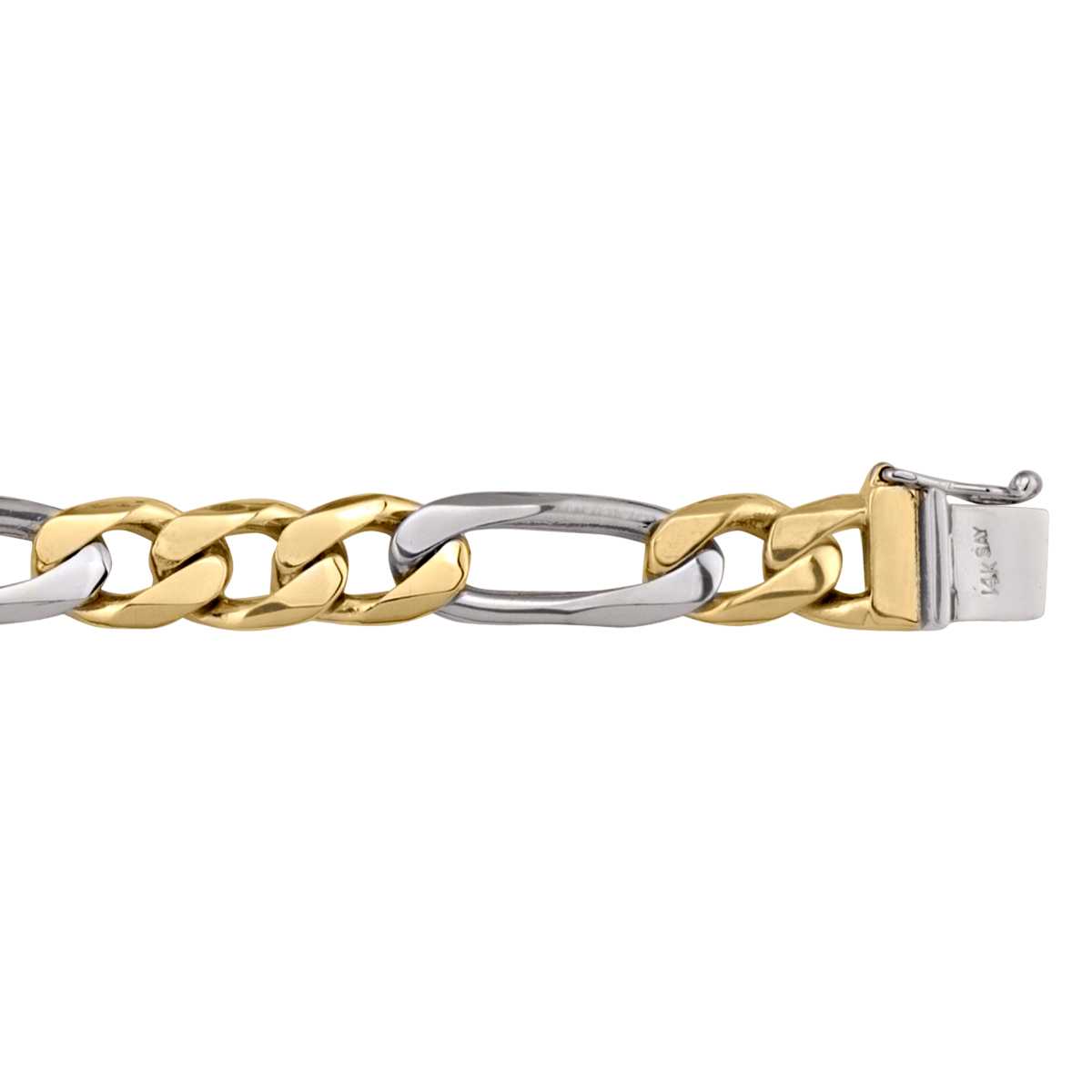 Two Tone Gold Solid Link Bracelet - 10K - 10k - 8.5"