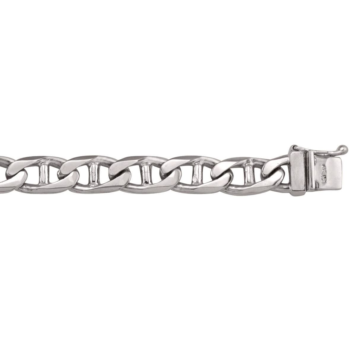 White Gold Solid Link Bracelet - 14K - 14k - 8.5"