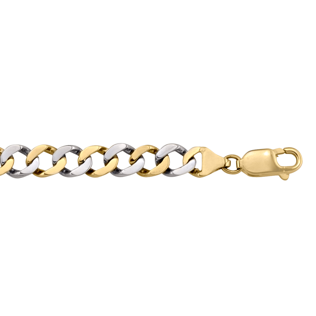 Two Tone Gold Solid Link Bracelet - 14K - 14k - 8.5"