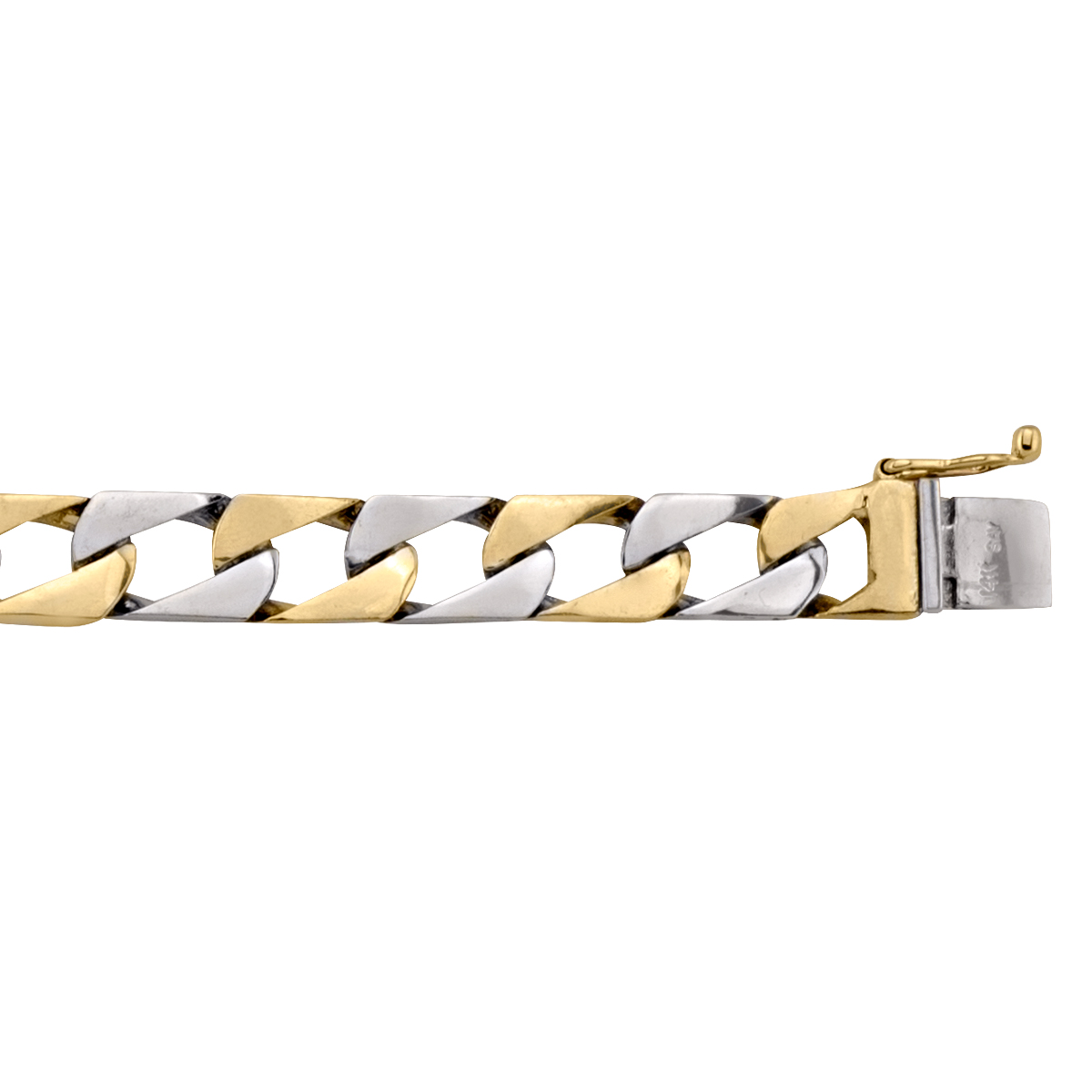 Two Tone Gold Solid Link Bracelet - 18K - 18k - 8.5"