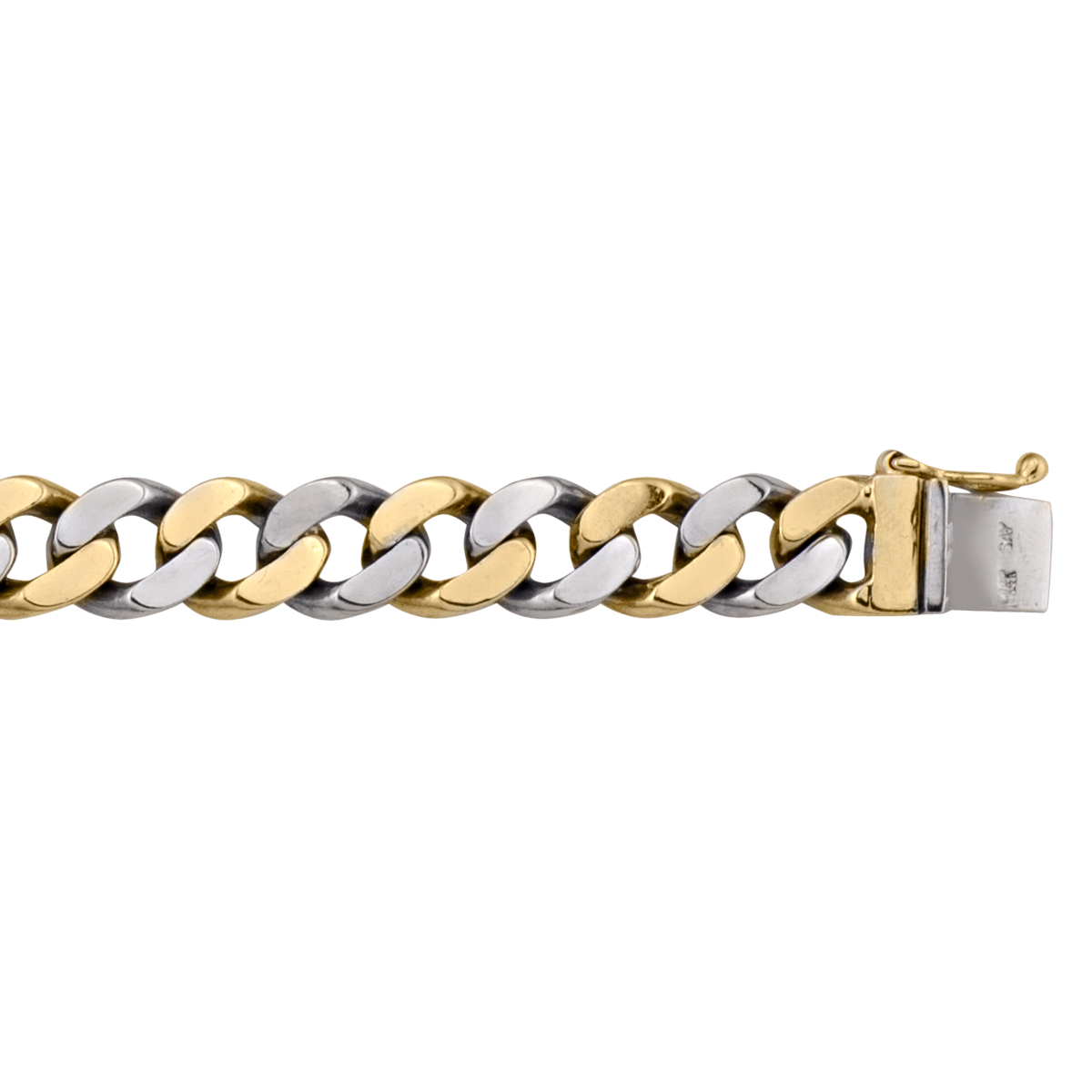 Two Tone Gold Solid Link Bracelet - 10K - 10k - 8.5"