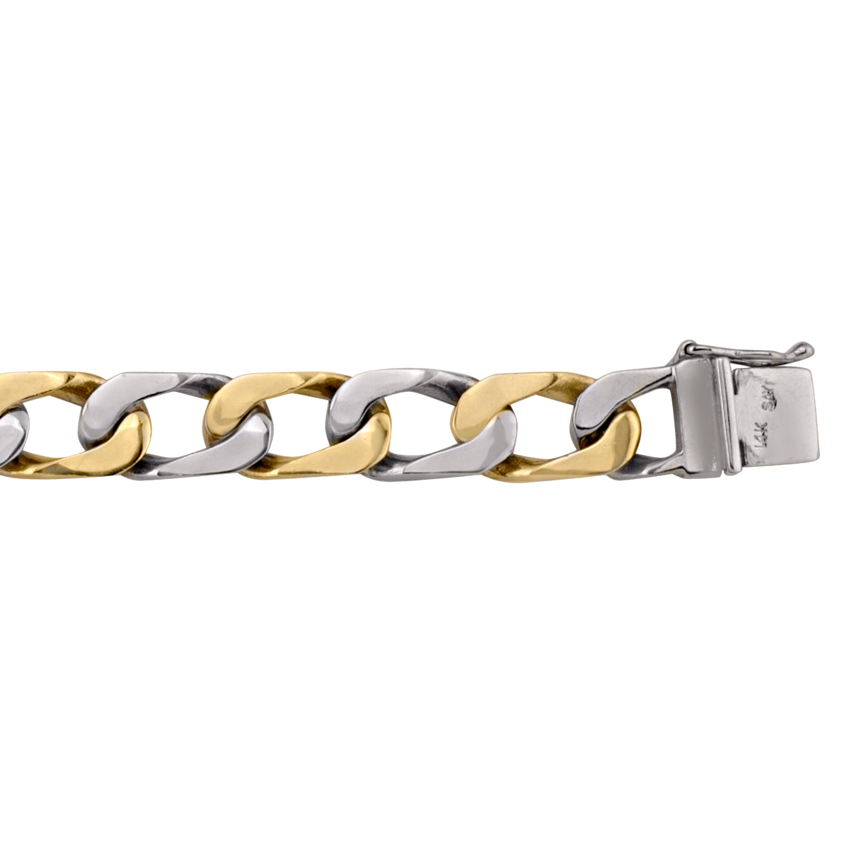 Two Tone Gold Solid Link Bracelet - 10K - 10k - 8.5"