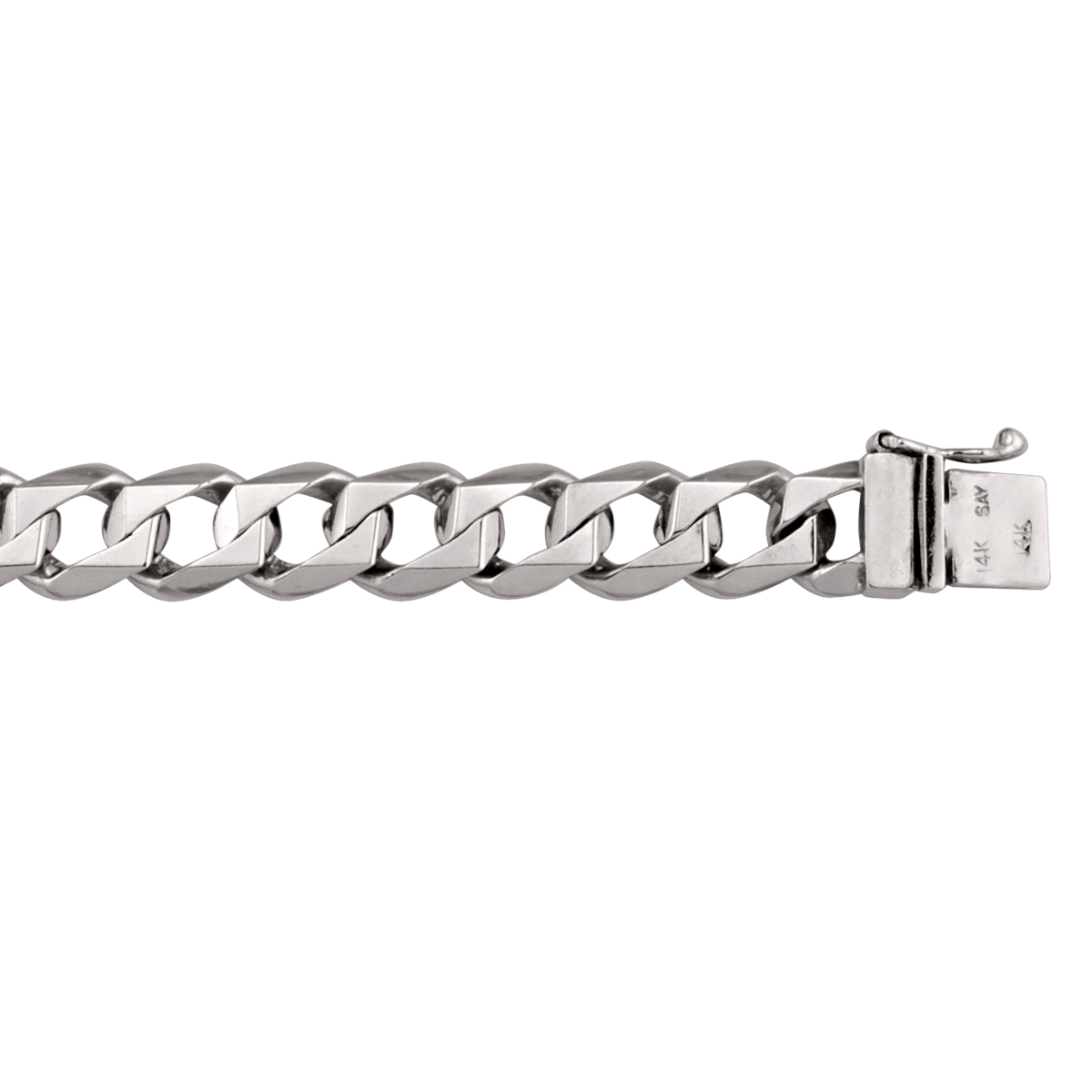 White Gold Solid Link Bracelet - 14K - 14k - 8.5"