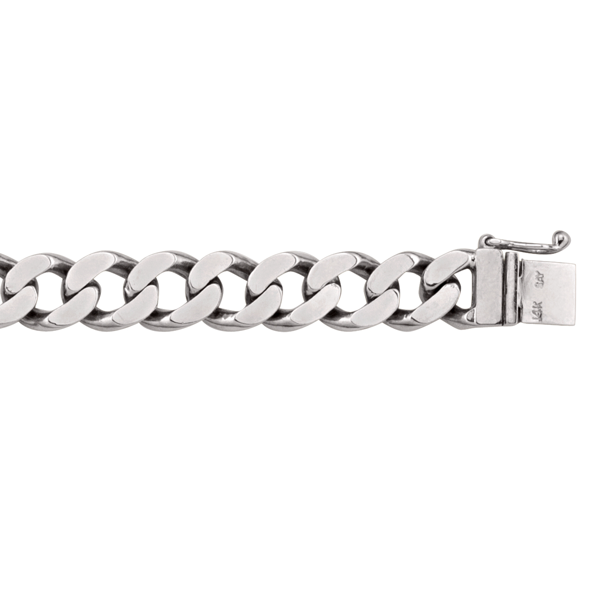 White Gold Solid Link Bracelet - 10K - 10k - 8.5"
