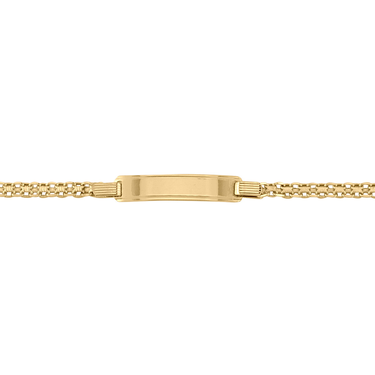 Yellow Gold Solid Bismark Id Bracelet - 14K - 14k - 6"