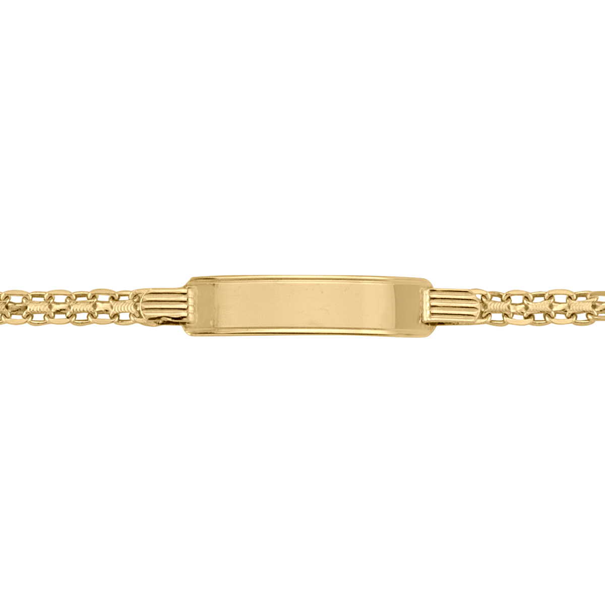 Yellow Gold Solid Bismark Id Bracelet - 14K