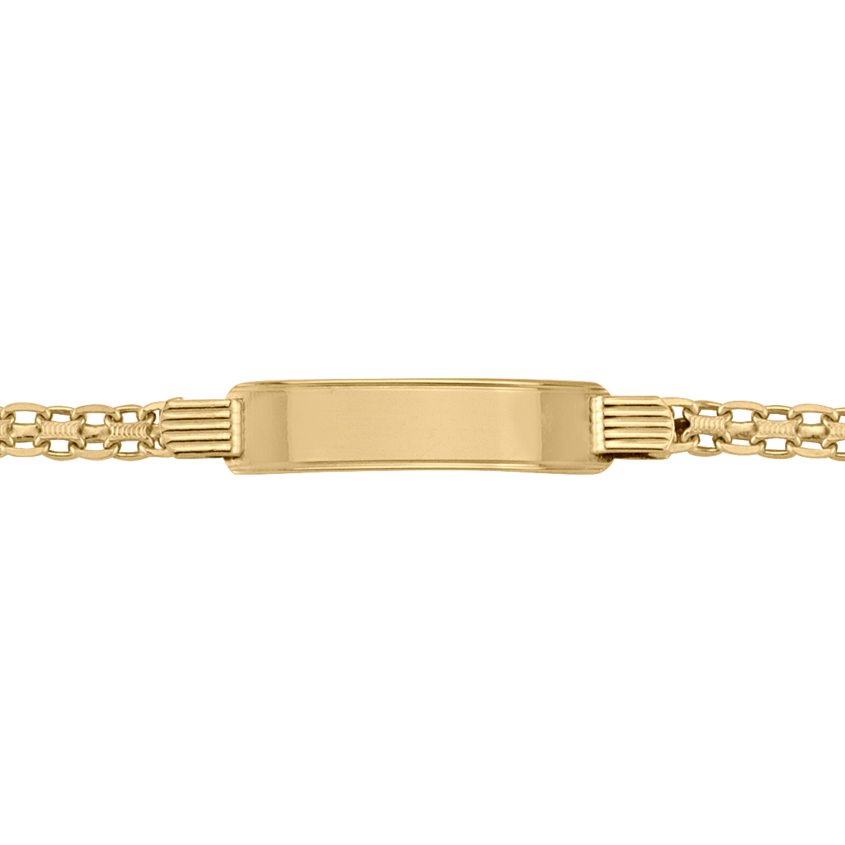 Yellow Gold Solid Bismark Id Bracelet - 14K