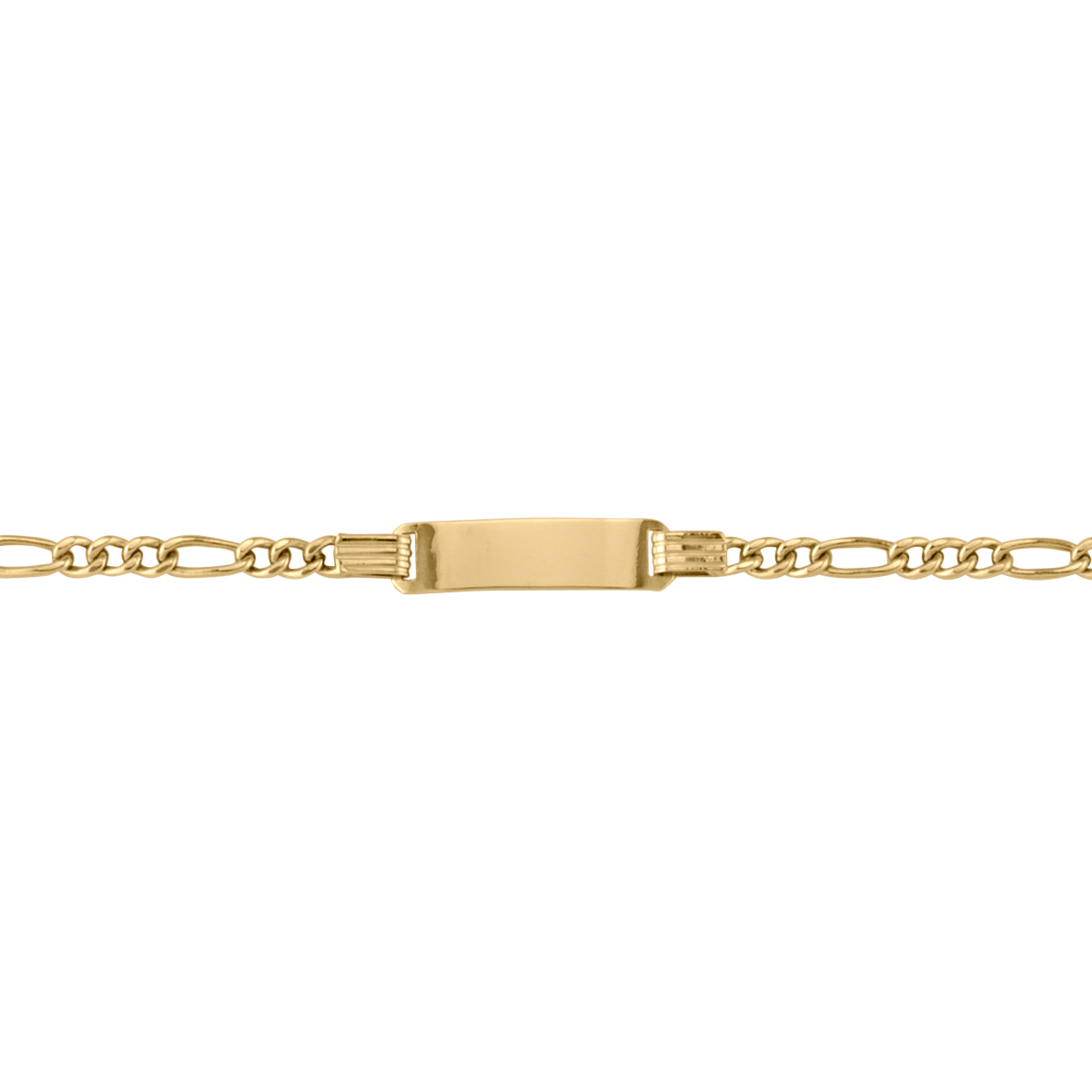 Yellow Gold Hollow Figaro Id Bracelet - 10K - 10k - 7"