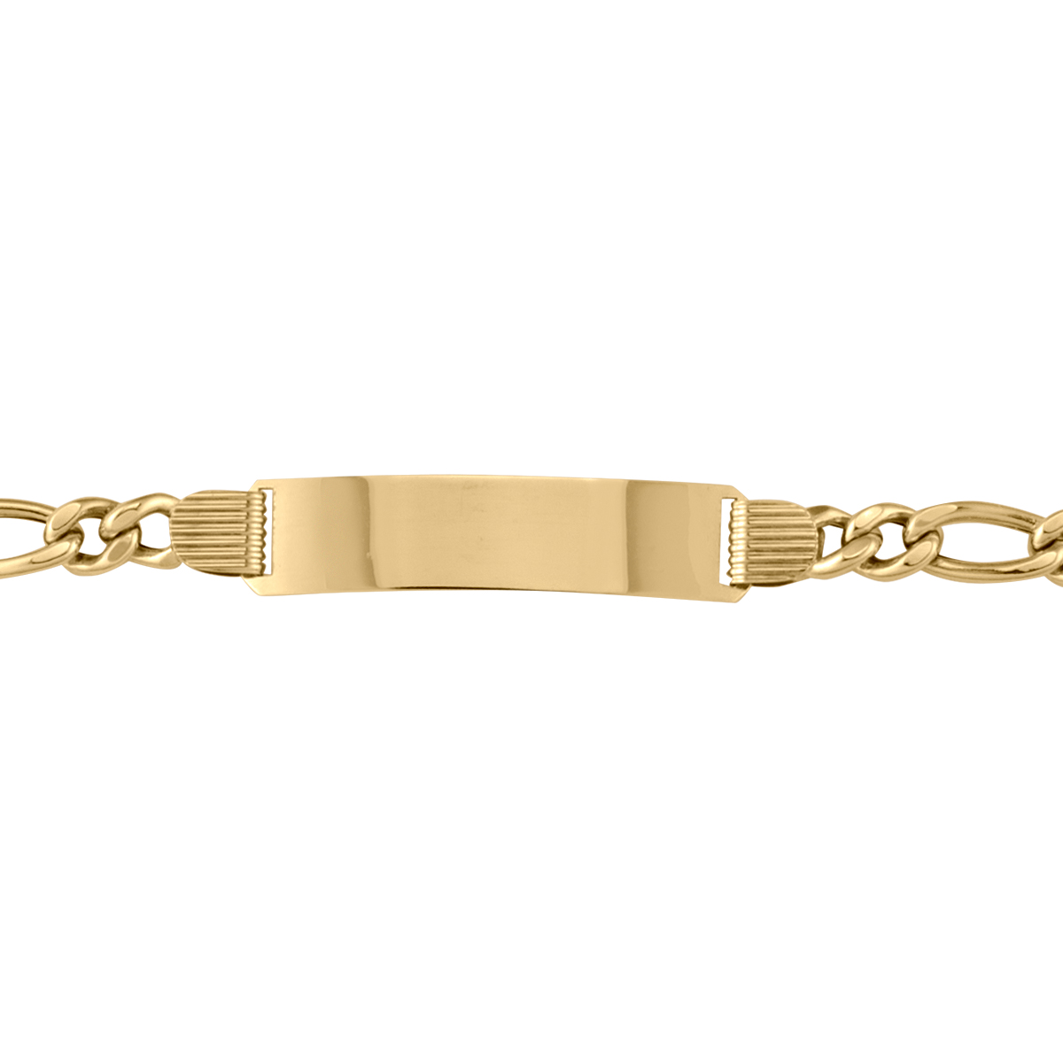 Yellow Gold Hollow Figaro Id Bracelet - 10K