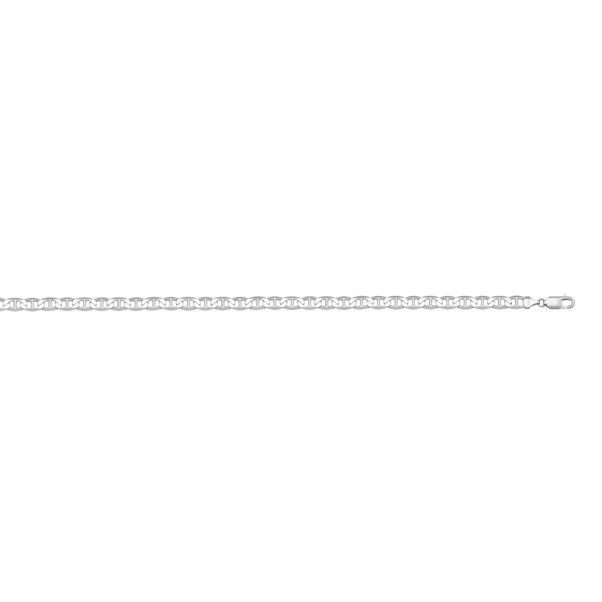 White Gold Solid Flat Anchor Link Anklet - 10k - 9.5"