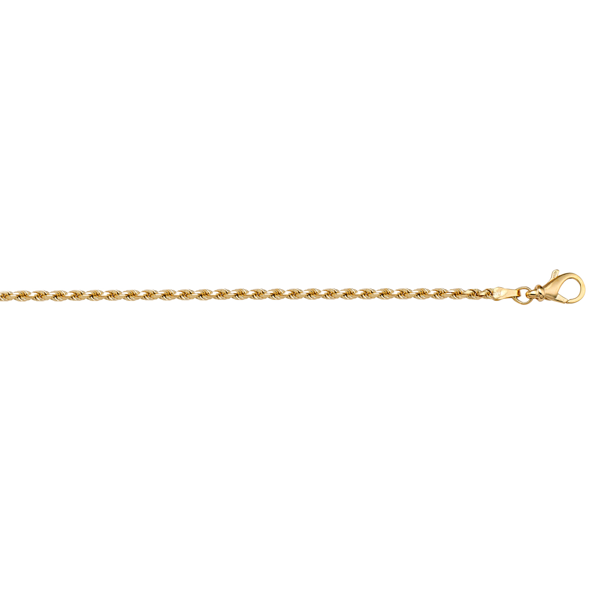 Yellow Gold Solid Diamond Cut Rope Anklet - 10K